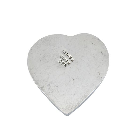 Vintage Mexico NR-120 Sterling Silver 925 Chrysoprase Rubellite Heart Pendant - Picture 5 of 6